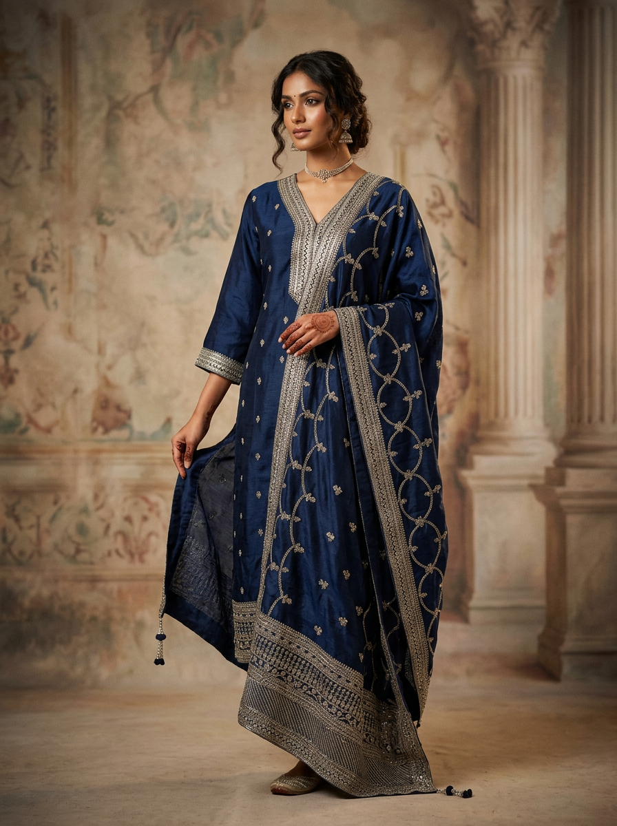 Midnight Navy Zardozi Suit Set